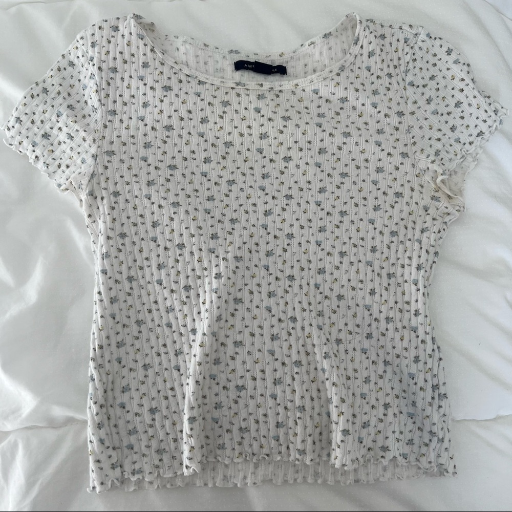 American Eagle White Floral Top